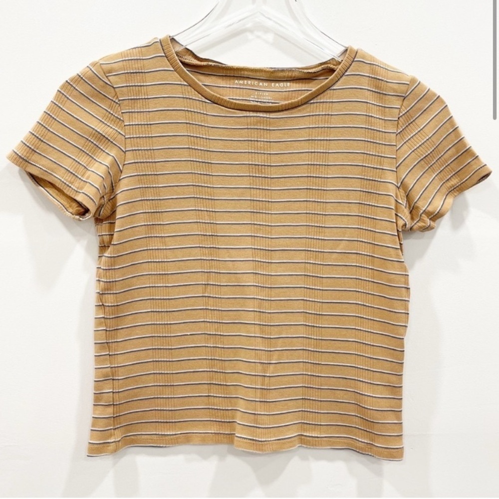 American Eagle Ribbed Stripe Baby T-Shirt Crop S